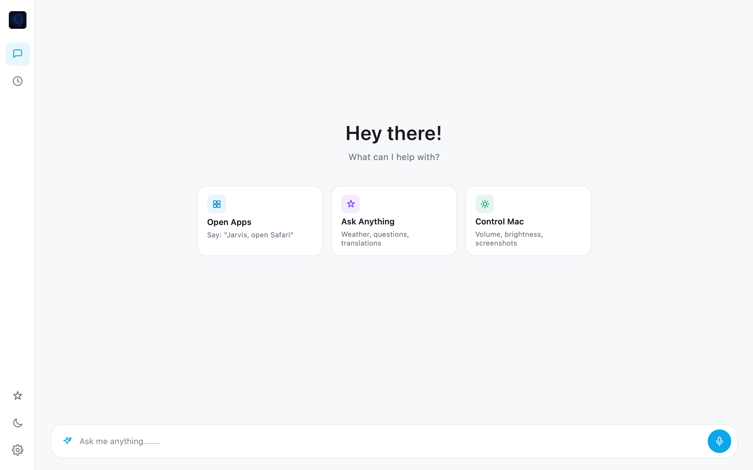 Jarvis home in light theme — instant theme switch